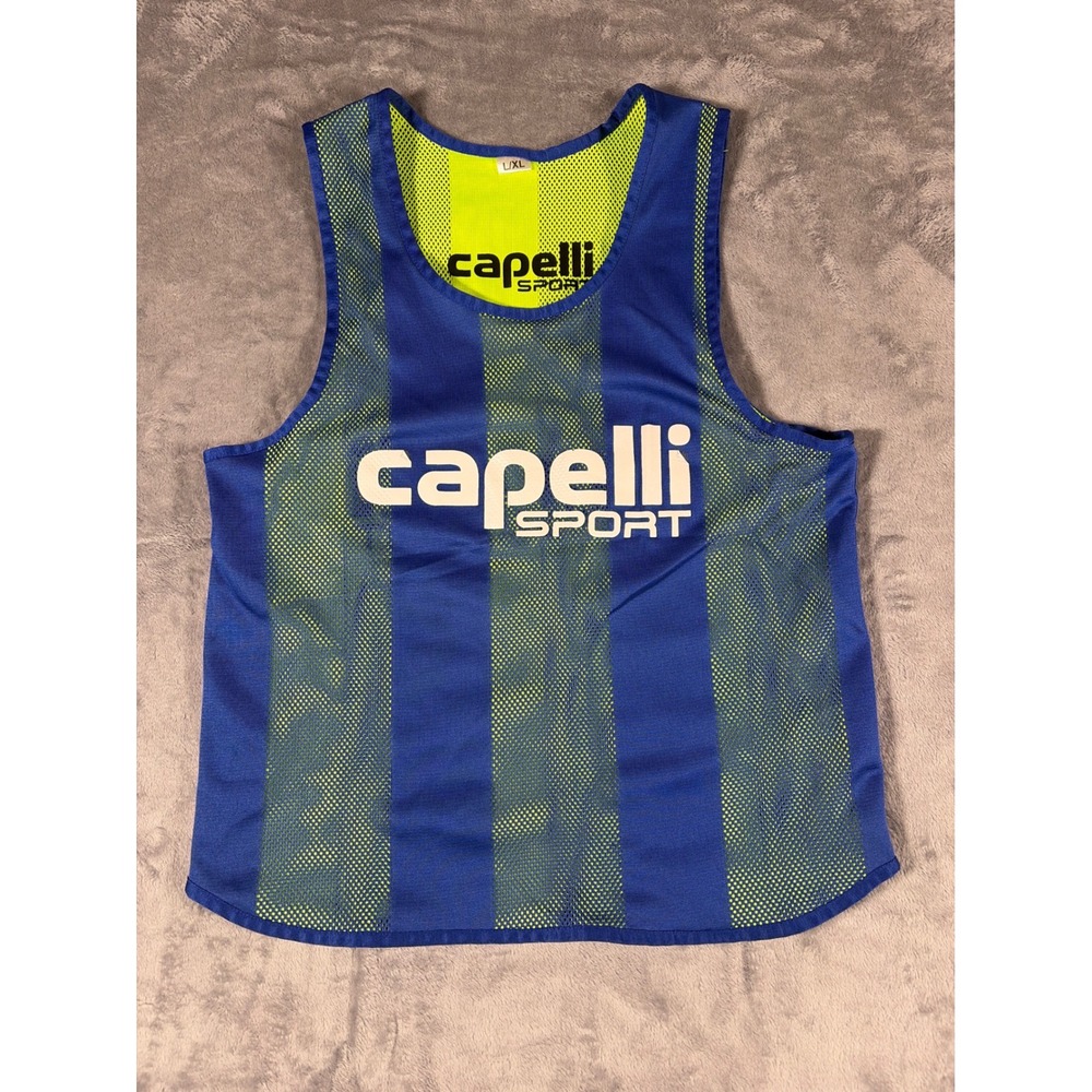 Capelli Sport Soccer Training Bib Pinnie Blue Neon Yellow Mesh L/XL